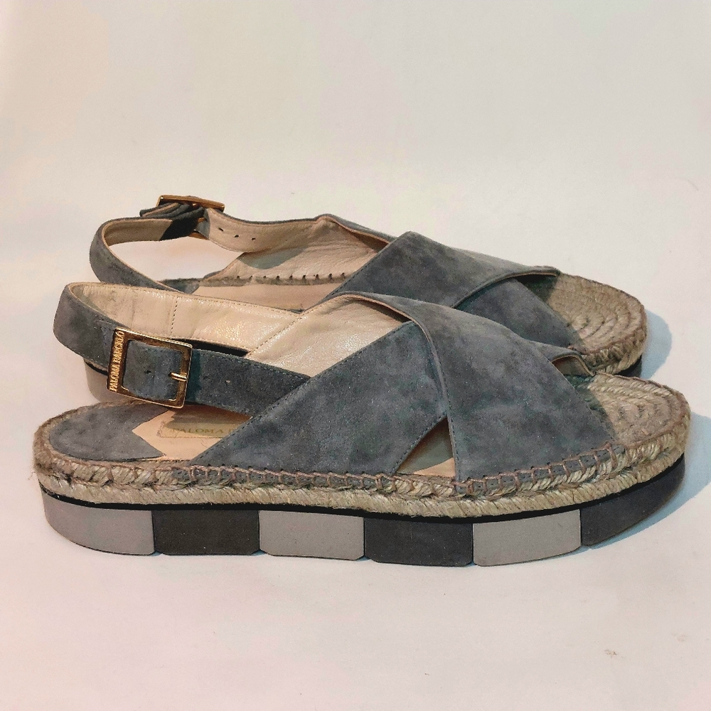 Paloma Barcelo grey microsuede espadrille flatform slingback sandals, EU41, new - Picture 8 of 15
